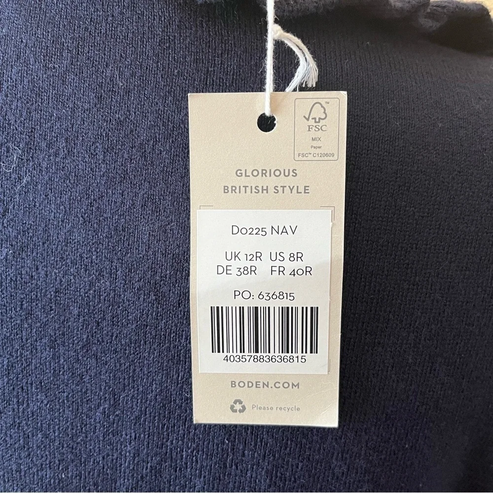 Boden Ruffle Frill Detail Short Sleeve Navy Knit Dress Size 8R - Picture 13 of 13